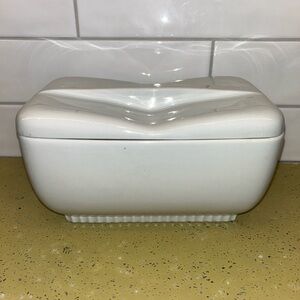 Montgomery Ward Refrigerator Dish by Hall China 5094 Ivory White Made in USA Vtg